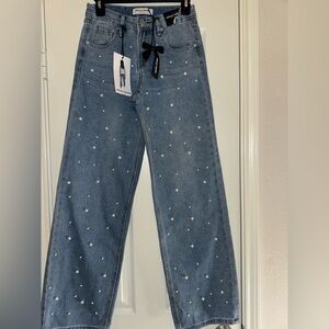 NWT Women's Ashley Mason Blue Jeans with Pearl Accents